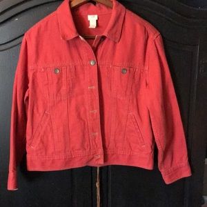 J.Jill size Medium Petite Coral Denim Jacket